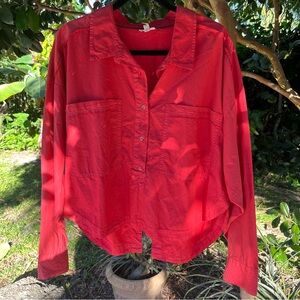 Pilcro Button-Up Top XL Red Anthropologie